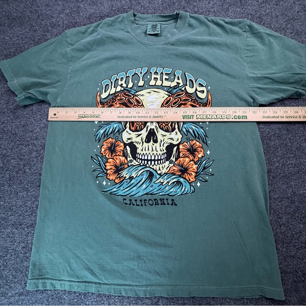 Dirty Heads T-Shirt XL Comfort Colors Sage Green Skull Octopus California Reggae - Picture 8 of 10